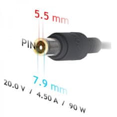 Akyga AK-ND-39 Lenovo auto adapter 20V 4.5A 90W 7.9 x 5.5mm + pin