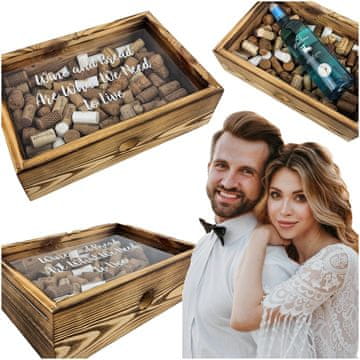 DE Drvena kutija za vinske čepove i čepove. PERSONALIZIRANA kutija za vjenčanje.