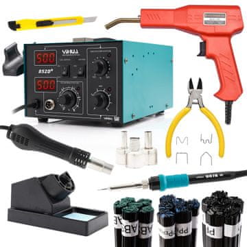 Yihua 852D+ plastična klamerica + 200 spajalica, rezač, kliješta + registratori
