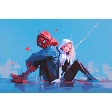Slikaj po brojevima s okvirom Marvel Miles Morales i Spider-Woman 50x40 cm