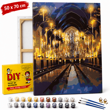 Slikanje po brojevima s okvirom, Velika dvorana Hogwartsa Harry Potter 50x70cm