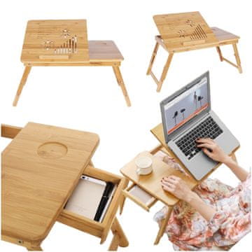 Songmics Stol za doručak za krevet, ladica za laptop za krevet, drvene noge