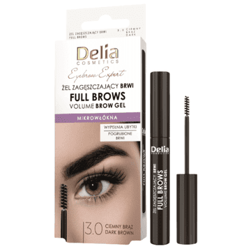 DELIA COSMETICS Delia Eyebrow Expert gel za gušćenje obrva Full Brows 3.0 tamnosmeđa 7 ml