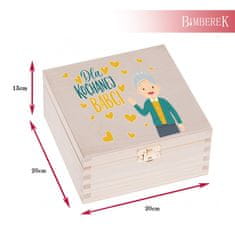 BE Poklon za bakin dan - drvena kutija + boca u obliku srca 250 ml