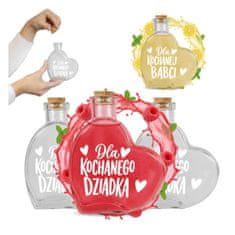 BE Poklon za Dan baka i djedova Drvena kutija + boca u obliku srca 250 ml