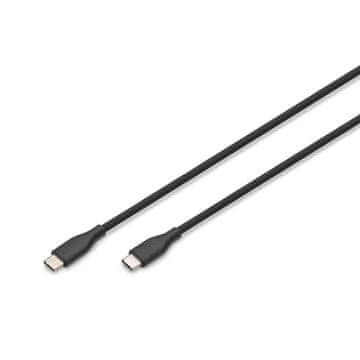 Digitus Kabel za napajanje digitus silikonski usb-c - usb-c, usb 2.0 60w, 0,5m crni