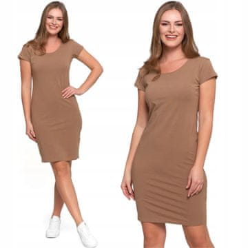 Moraj Ženska pamučna tuba haljina do koljena, udobna elegantna moraj m beige