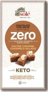 Mliječna čokolada bez dodanog šećera, slani karamel sa stevijom, KETO, 100 g