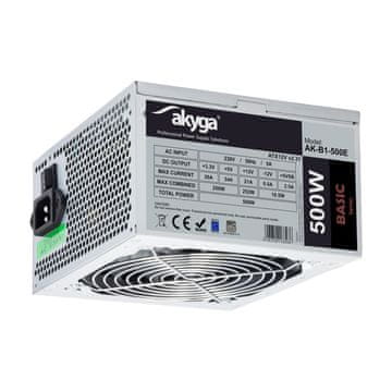 Akyga AK-B1-500E ATX napajanje 500W PPFC P4 3x SATA 2x Molex ventilator 12cm