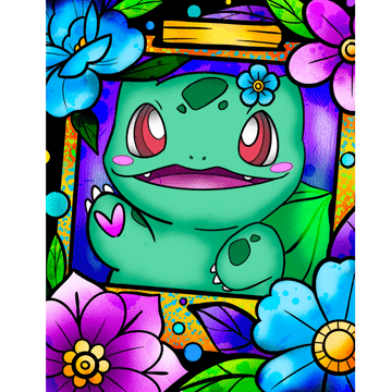 Slikanje po brojevima s okvirom, slike za bojanje Pokemon Bulbasaur 40x50 cm