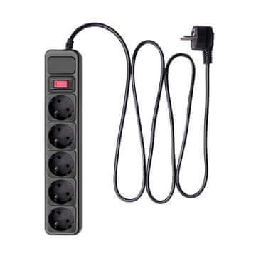 Akyga AK-SP-06A Produžni kabel s prenaponskom zaštitom, 5 utičnica, 1,8 m