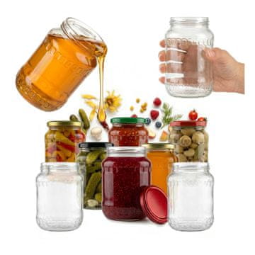 BE 24x staklenke 720ml s poklopcima 82mm za kisele krastavce, sokove, gljive