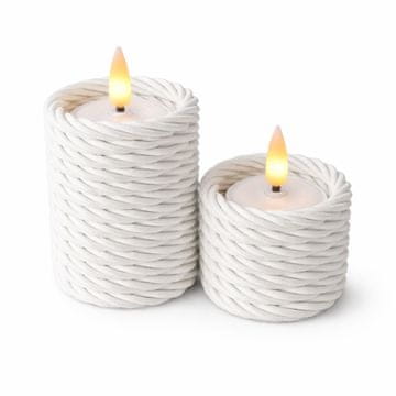 Mi Set od 2 bijela svijećnjaka za čajne svjećice, uvijeni japandi boho