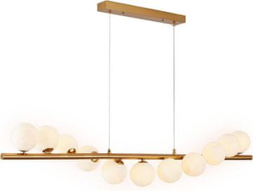 Oruga - viseća lampa iznad stola 120 cm, za blagovaonicu, zlatna, mliječna kugla