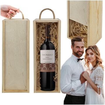 DE Kutija za vino za vjenčanje, prirodna drvena kutija, poklon za mladenku i mladoženju