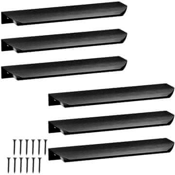 Rubni namještajni držač, moderni aluminij, crna mat, 180 mm, 4 komada