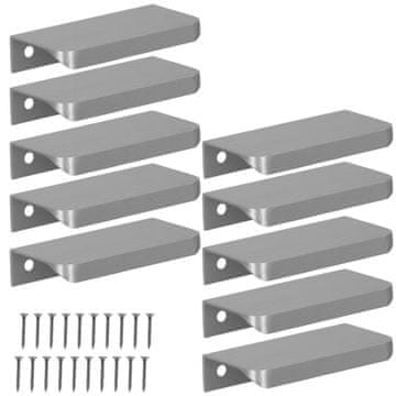 Moderna rubna ručka za namještaj, srebrna mat, 64 / 84 MM, set od 10 komada