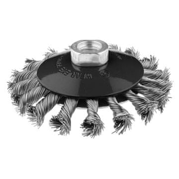 Žičana disk četka, savijena, 100 mm, uvijena žica, INOX, M14