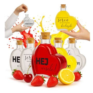 BE 5x Vjenčane Boce Srca 250ml Staklene Boce s Otiskom za Goste