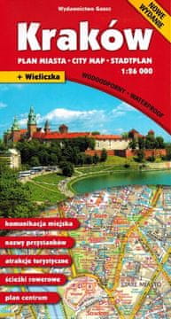GAUSS Krakov 1:26.000. Laminirana karta / Plan grada. Objavljeno 2024.
