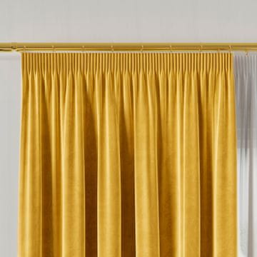 Velvi zavjesa s nabirnom trakom, baršun, žuta, glatka, 140x240 cm