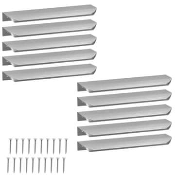 Rubni namještaj za ručke, moderni aluminij, srebrni, 212 mm, 10 komada
