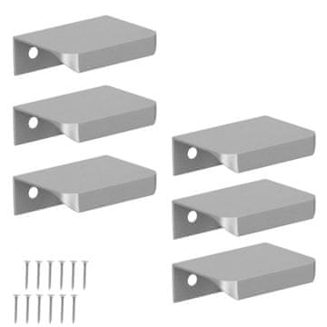 Moderna krovna ručka za namještaj, srebrna mat, 32/52 mm, set od 6 komada