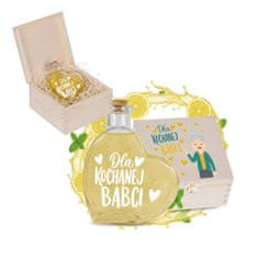 BE Poklon za bakin dan - drvena kutija + boca u obliku srca 250 ml