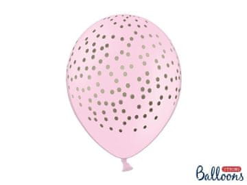 PartyDeco Lateks baloni, puderasto ružičasti sa zlatnim točkicama, 30 cm (1 pakiranje / 6 kom.)