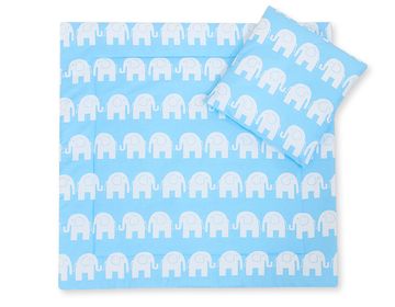 Bobono Posteljina za kolica s poplunom i jastukom - Blue Elephants