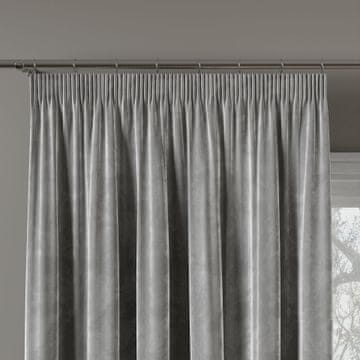 Velvi zavjesa s nabirnom trakom, baršun, siva, glatka, 140x240 cm