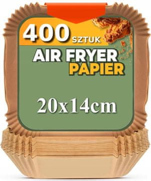 400x ulošci za air fryer, papirnati umetci za fritezu, atestirani, 20x14 cm