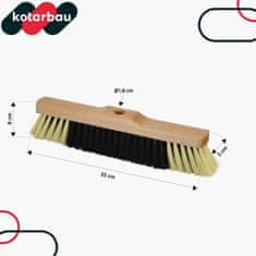 Zamiatacz, gospodarska metla s drvenom četkom za lišće, najlonske kockice, 35 cm