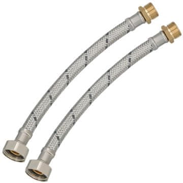Fleksibilni priključak 3/8” 1/2” s maticom i vijkom, čelik, 20 cm, set od 2 komada