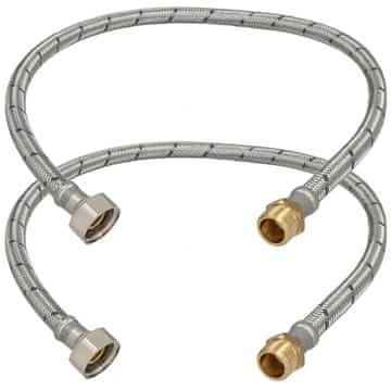 Savijeno crijevo 3/8” 1/2” s navojnom maticom i vijkom, čelik, 60 CM, set od 2 kom