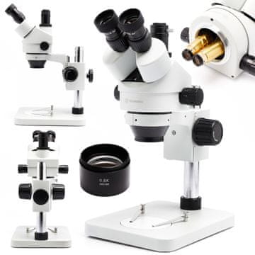 Trinokularni stereoskopski mikroskop Techrebal 10HT 3,5X - 45X, objektiv 0,5x