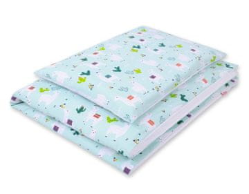 Bobono Dječji set posteljine od 2 komada od pamuka 120x90 cm - mint/bijele lame