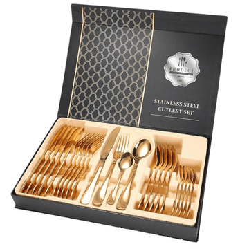 Set pribora za jelo za 6 osoba, 24 dijela, nehrđajući čelik. Elegantni crni set pribora za jelo, 24 dijela, za 6 osoba, nehrđajući čelik.
