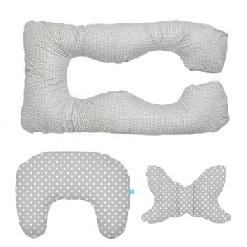 Set 5 u 1: jastuk za trudnice u obliku slova U za spavanje, jastuk za hranjenje, jastuk protiv udaraca leptir za kolica - sivi mak