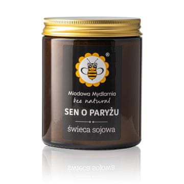 Miodowa Mydlarnia Prirodna sojina svijeća Dream of Paris - aroma citrusa, ruže i vanilije 180 ml