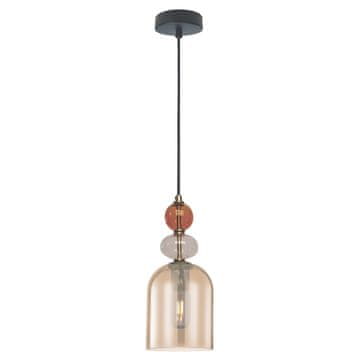 Dekorativna viseća svjetiljka, ovalno stakleno sjenilo boje jantara, ukrasni elementi, 1xE27 15W, TROPEA Light Prestige