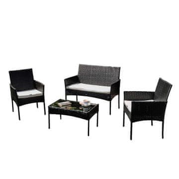 Vrtni namještaj za 4 osobe s jastucima fiji ZH-105-BK S2 100x57 + 2F + STO 71x40x39 crna/bež N