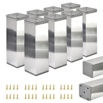 8 x Osnovne noge za namještaj | Presjek 40x40 mm | V - 120 mm | Boja: Elektropolirano + Vijci uključeni