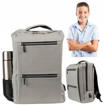 VIO Omladinski sivi ruksak - za školu, fakultet, posao, odgovara 15,6" laptopu BK91105 siva
