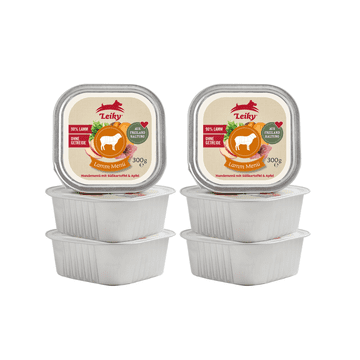 6x Janjetina iz slobodnog uzgoja sa slatkim krumpirom i jabukom - 300 g | Hrana za pse 90% mesa | Leiky