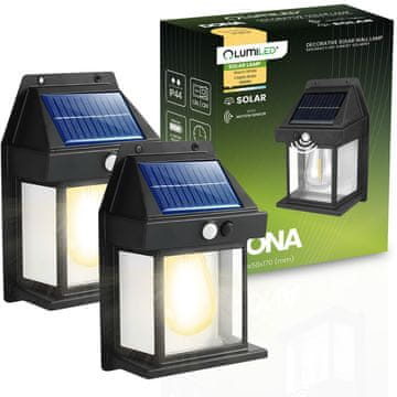LUMILED 2x Solarna zidna svjetiljka LED fasadna svjetiljka 3000K IP44 senzor pokreta i sumraka dona lumiled