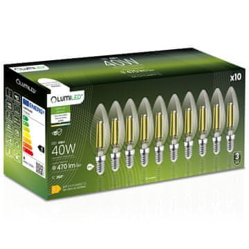 LUMILED 10x LED žarulja E14 svijeća B35 4W = 40W 470lm 3000K Topla 360° luminirana žarna niti