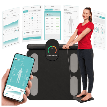 Mona Vaga s analizom sastava tjelesne mase, crna, inteligentna, bluetooth povezivanje s telefonom FIT4MED