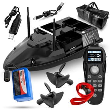Brod za mamce gomedia V803 GPS 4 hranilice 3kg daljinski upravljač 500m brzina 15km/h