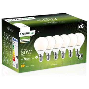 LUMILED 6x LED žarulja E14 kugla P45 7W = 60W 806lm 4000K neutralna 360° luminirana žarna niti